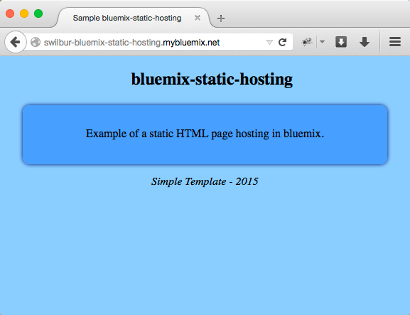 Simple Bluemix hosted static site